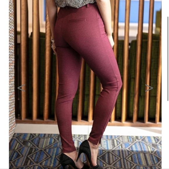 Grace & Lace Work Pants 0 NWT Sangria Wine Super Stretch Fab Fit Career Pull On - Picture 10 of 10